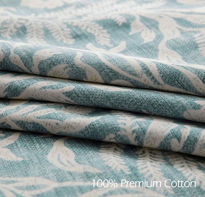 SLEEPBELLA Duvet Cover Full Size, 600 Thread Count Cotton Beige & Bluish Grey Printed with Luxurious Leaves Pattern Reversible Botanical Comforter Cover Sets, Bedding Set 3Pcs (Full Beige Paisley)