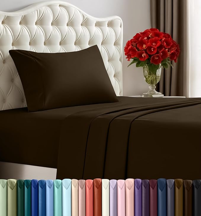 Utopia Bedding Twin Bed Sheets Set - 3 Piece Bedding - Brushed Microfiber - Shrinkage and Fade Resistant - Easy Care (Twin, Brown)