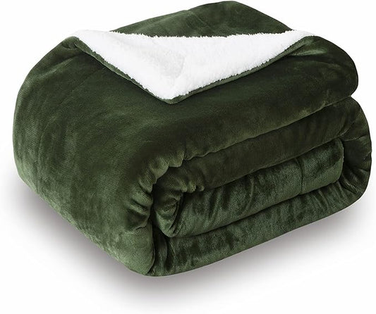SOCHOW Sherpa Fleece Throw Blanket, Double-Sided Super Soft Luxurious Plush Blanket Throw Size, Olive Green, 50x60 inches