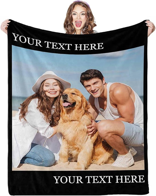 Customized Blankets with Photos, 1 Photos Custom Blanket Customized Gifts Gifts for Mom Dad Couple Girlfriend Boyfriend Wife Husband, 8 Sizes