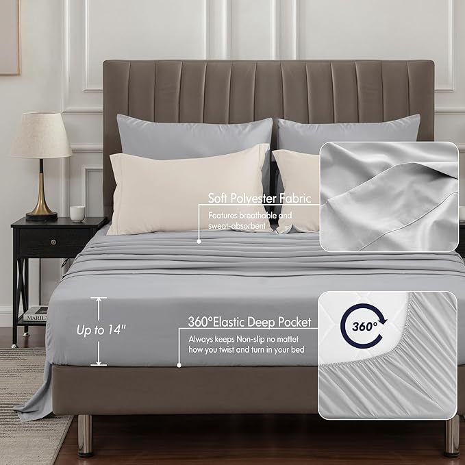 BEDELITE Twin XL Comforter Set 5 Pieces Bed in A Bag - Soft Microfiber Reversible Twin Extra Long Beige Bed Set with Comforters, Sheets, Pillowcase & Sham, Cozy Bedding Sets for College Dorm Room