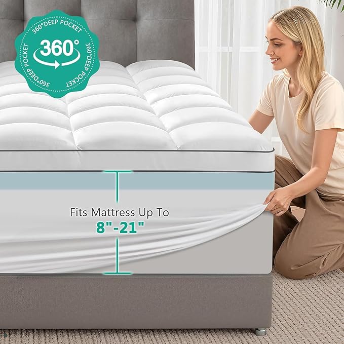 Dual Layer 4 Inch Memory Foam Mattress Topper Twin Size - 2 Inch Cooling Gel Memory Foam Plus 2 Inch Pillow Top Thick Mattress Pad - Pressure-Relieving Comfort