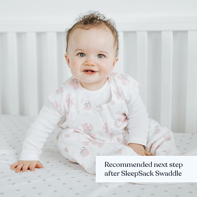 HALO SleepSack, 100% Cotton Wearable Blanket, Swaddle Transition Sleeping Bag, TOG 0.5, Wildflower Blush, Large