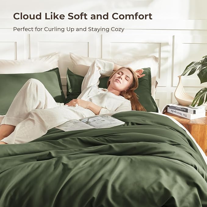 Litanika Comforters Twin XL Size Olive Green, 2 Pieces Lightweight Solid Bedding Set & Collections, All Season Fluffy Bed Set (68x92 Inches Comforter & 1 Pillowcase)