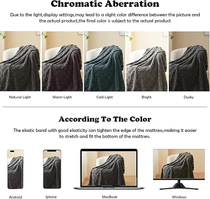 NEWCOSPLAY Super Soft Throw Blanket Dark Grey Premium Silky Flannel Fleece 3D Checkered Lightweight Bed Blanket All Season Use (Dark Grey Checkered, Throw(50"x70"))