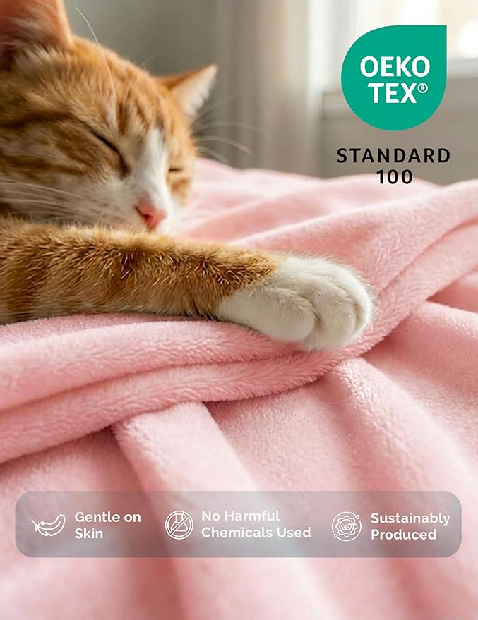 Casa Platino Fleece Blanket Twin Size – 300 GSM Pink Fleece Throw for Bed or Couch – Soft Cozy Warm Holiday Bed Blanket for Winter, Fuzzy Plush Elegant Gifts for Kids, Men & Women - 68x90 Inch
