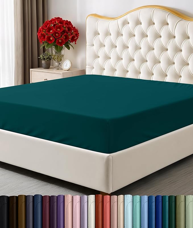 Utopia Bedding King Fitted Sheet - Bottom Sheet - Deep Pocket - Soft Microfiber - Shrinkage and Fade Resistant - Easy Care -1 Fitted Sheet Only (Teal)