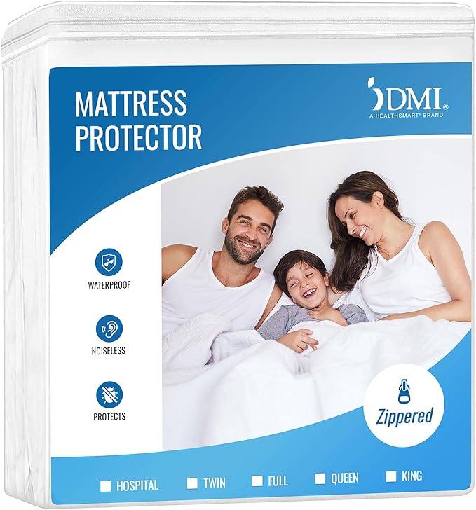 DMI Waterproof Mattress Protector, Mattress Pad, Waterproof Mattress Cover, Bed Pad and Bed Coverr, Encased Zippered Fit, King, White