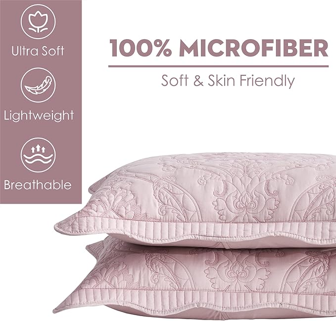 CHIXIN Microfiber Standard Pillow Shams Set of 2 - Quilted Decorative Pillow Covers - Dark Grey - Size (20" x 26")