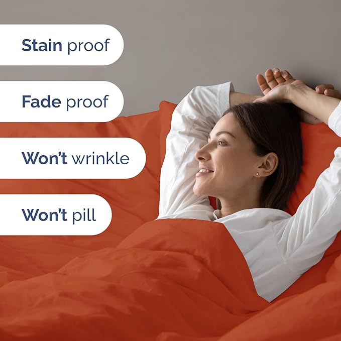 Duvet Cover King Size - Extra Soft King Size Duvet Cover - Lightweight & Breathable - Easy Care & Fade Free with Zipper Closures & Ties - 104" x 90" Inches - (Terracotta) Comforter Not Included
