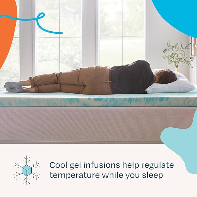 Linenspa 3 Inch Swirl Gel Memory Foam Mattress Topper, California King Size – Cooling Gel Infused, Ventilation Holes – Pressure Relieving Bed Topper – CertiPUR Certified