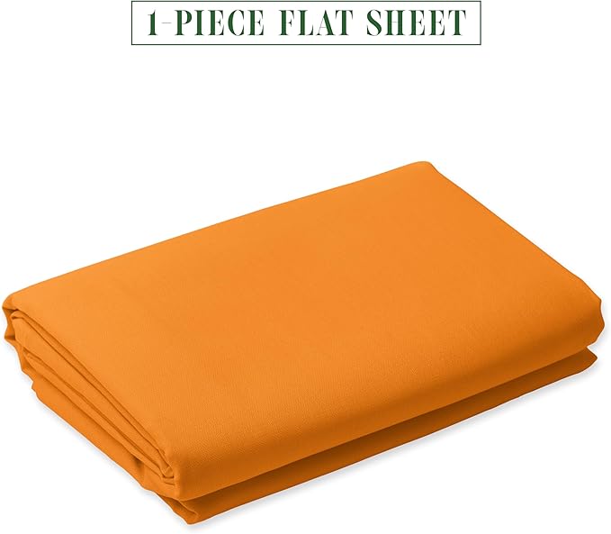 Luxury Flat Sheet on Amazon Elegant Comfort Wrinkle-Free 1500 Premier Hotel Quality 1-Piece Flat Sheet, King Size, Vibrant Orange