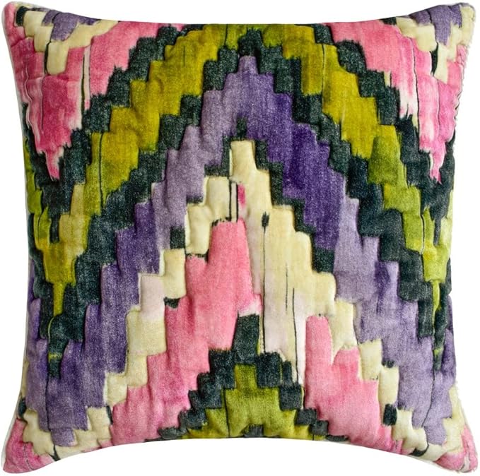 The HomeCentric King/Queen/Twin Pink & Purple Luxury Full 68"x18" Bed Runner with Two Pillow Cover, Chevron, Quilted Bed Scarf on Velvet Fabric - Artful Chevron