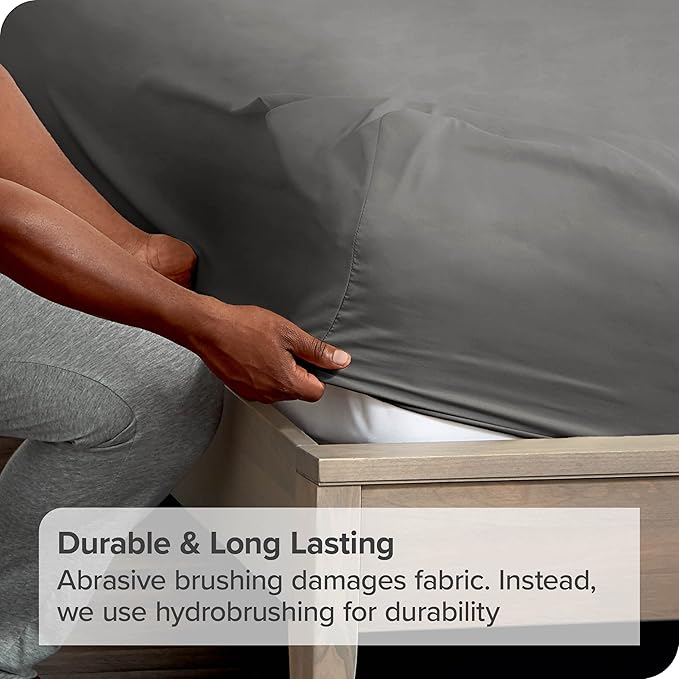 Bare Home 2-Pack Fitted Bottom Sheets Split King - Premium 1800 Ultra-Soft Microfiber - Deep Pocket - 4 Twin XL Fitted Sheets (Split King, Grey)