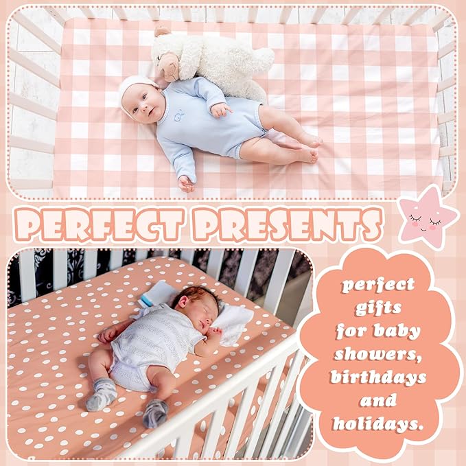 Peryiter 4 Pack Crib Sheets Girl Soft Baby Bed Sheet Set 52'' x 28" Nursery Crib Sheets for Standard Bed for Nursery Decor Baby Boys or Girls(Yellow,Daisy)