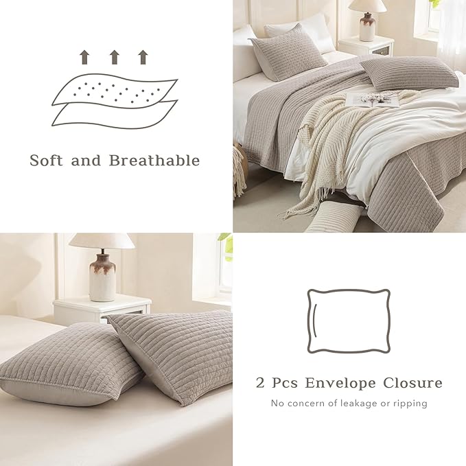 CozyTide Oversized King Bedspread 120x120,3Pcs Stone-Washed Cotton Extra Large Farmhouse Lightweight King Quilt Bedding Set Oversized Linen Colored Soft Summer California King Quilt Coverlet