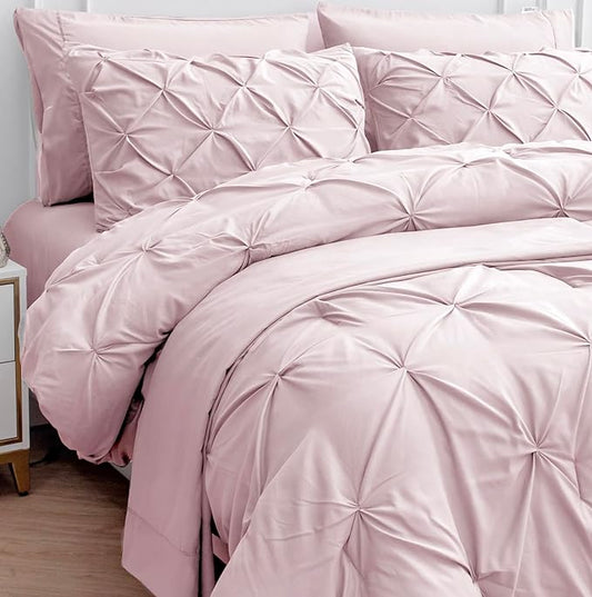 LANE LINEN Twin Comforter Set – 5 Piece - Ultra-Soft Microfiber Bed in a Bag - All Season Bedding with Comforter, Sheets, Pillowcase & Sham - Super Soft, Warm & Easy Care Twin Bed Sets – Sepia Rose | Super soft fabric, Easy care set, Warm plush feel, F...