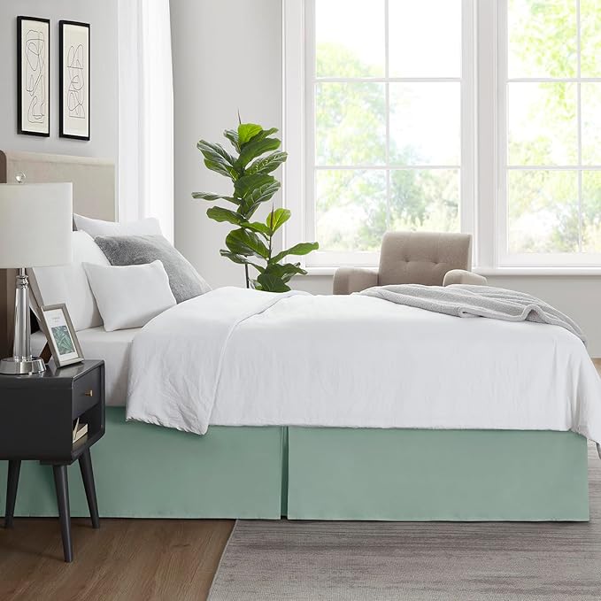 Nestl Sage Green Bed Skirt King Size - King Bed Skirt 14 Inch Drop - Brushed Microfiber Bed Skirts - Hotel Quality Pleated Bed Skirt - Shrinkage & Fade Resistant