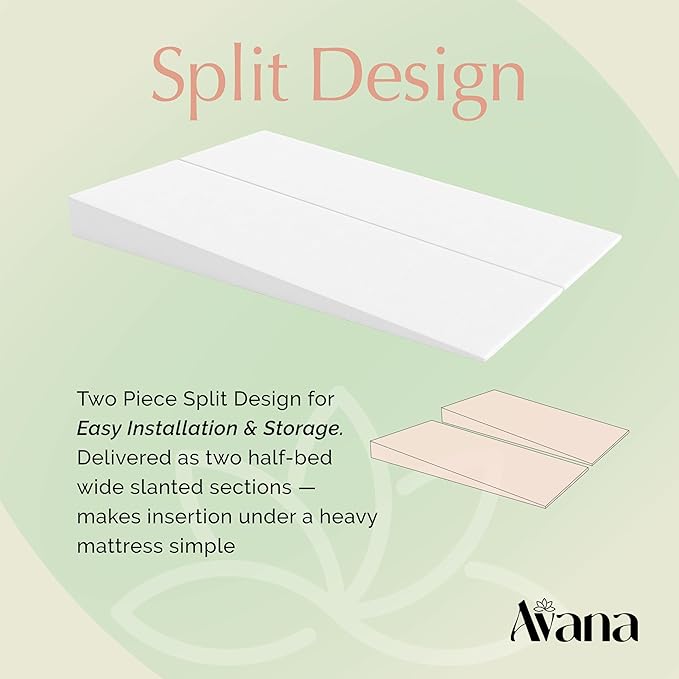 Avana Mattress Elevator 5-Inch - Gentle Incline Under Mattress Support - Riser for Snoring, Acid Reflux, and Sinus Relief, Queen