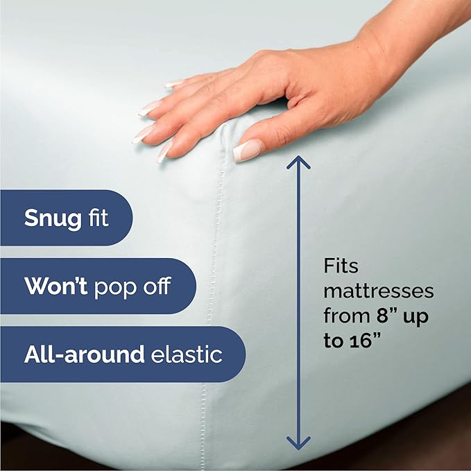 Queen 6 Piece Sheet Set - Comfy Breathable & Cooling - Ultra-Soft Hotel Luxury Bedding Set with 8-16 Inch Deep Pockets - 1 Flat & 1 Fitted Sheet & 4 Pillowcases - Wrinkle Free & Easy Care - Ice Blue