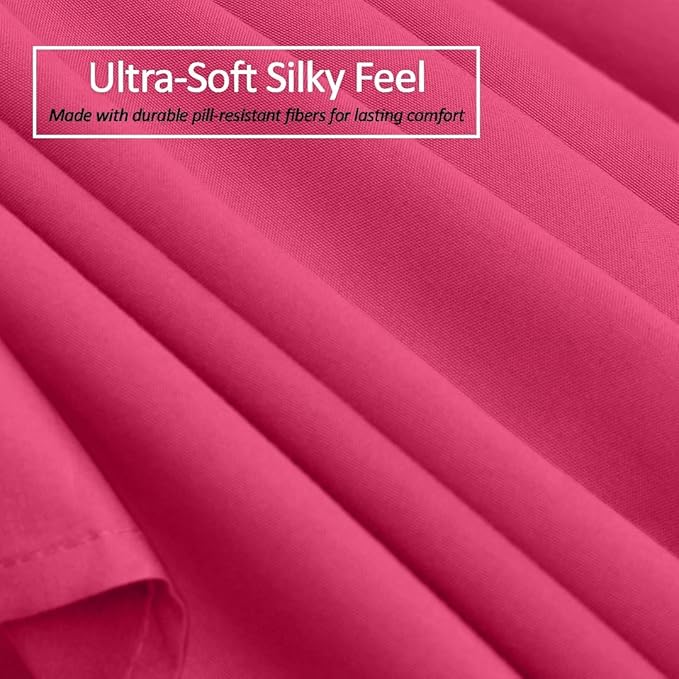 Bed Skirt - 25 Inch Fall Tailored Drop Pleated Dust Ruffle, 100% Egyptian Cotton - Solid Pattern and Color ( Full, Solid, Hot Pink)