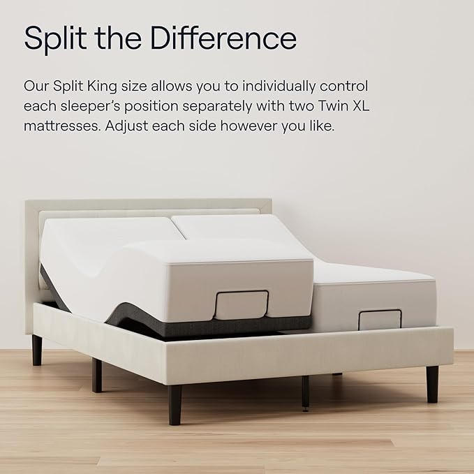 Nectar Premier Split King Adjustable Base & 13” Mattress (New Version) - Head & Foot Incline - Medium Firm Memory Foam - Cooling Upgrade - 3 Massage Settings - 365-Night Trial & Forever Warranty