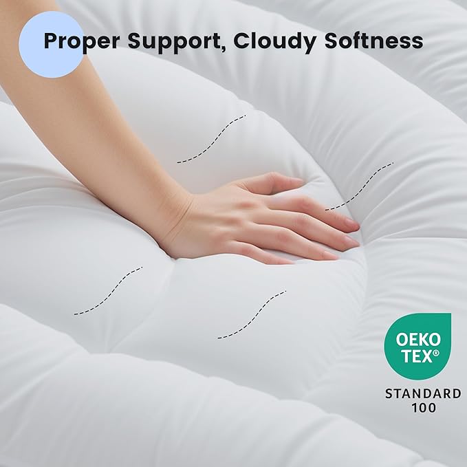 Waterproof Mattress Pad King, Quilted Fitted King Mattress Topper, Five-Layers Noiseless Mattress Protector Cover with 8"-21" Deep Pocket, Machine Washable, White, 78x80