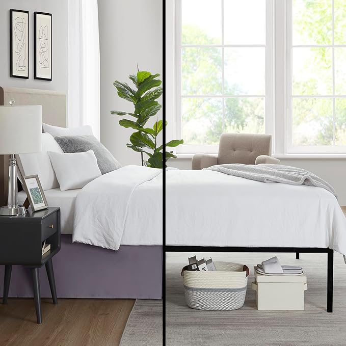 Nestl Grayish Purple Twin Bed Skirt - Twin Size Bed Skirt 14 Inch Drop - Brushed Microfiber Bed Skirts - Hotel Quality Pleated Bed Skirt - Shrinkage & Fade Resistant