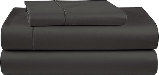 LANE LINEN 100% Egyptian Cotton Extra Long Twin Sheets, Long Staple Mercerized Cotton No Pill Fade Resistant Silky Sateen Weave for Soft & Comfy Good Night Sleep - Black