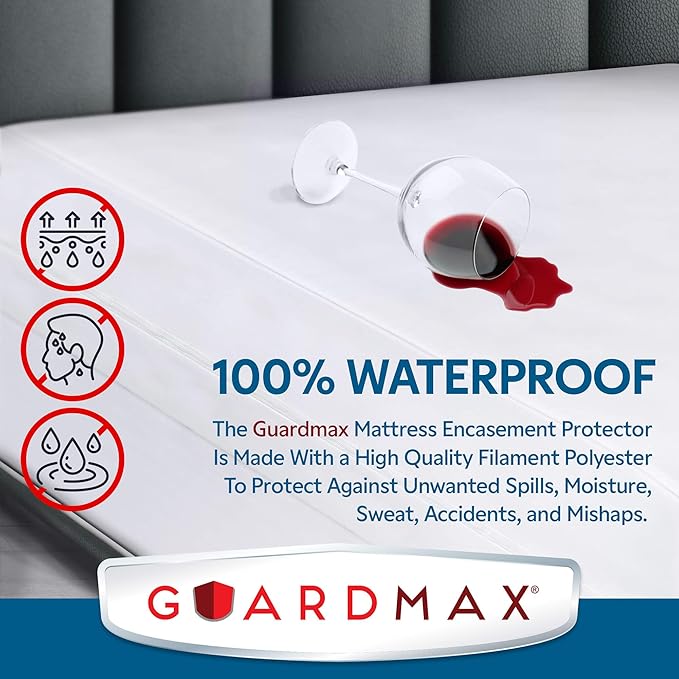 Guardmax Jersey Knitted Twin XL Zippered Mattress Encasement - Waterproof & Bed Bug Proof Mattress Protector - Comfortable, Soft, and Noiseless Zippered Bedding - Dust Mite Proof (39 x 80 x 10)