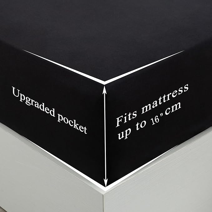 Twin XL Sheets Set Black - Extra Soft Cooling Bed Sheets 4 Piece Hotel Luxury 1800 Bedding Sheets & Pillowcases - 1 Flat Sheet,1 Fitted Sheet and 2 Pillow Cases - Deep Pocket up to 16"