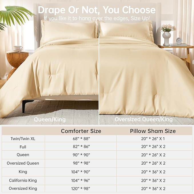 MUXHOMO Full Comforter Sets, All Season Ultra Soft Down Alternative Bedding - 3 Piece Lightweight Bed Set Includes 1 Comforter (82"x86") and 2 Pillow Shams (20"x26"), Light Yellow