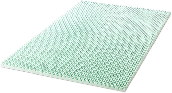 Best Price Mattress 2 Inch Egg Crate Memory Foam Mattress Topper with Calming Aloe Infusion, CertiPUR-US Certified, Twin XL,Green