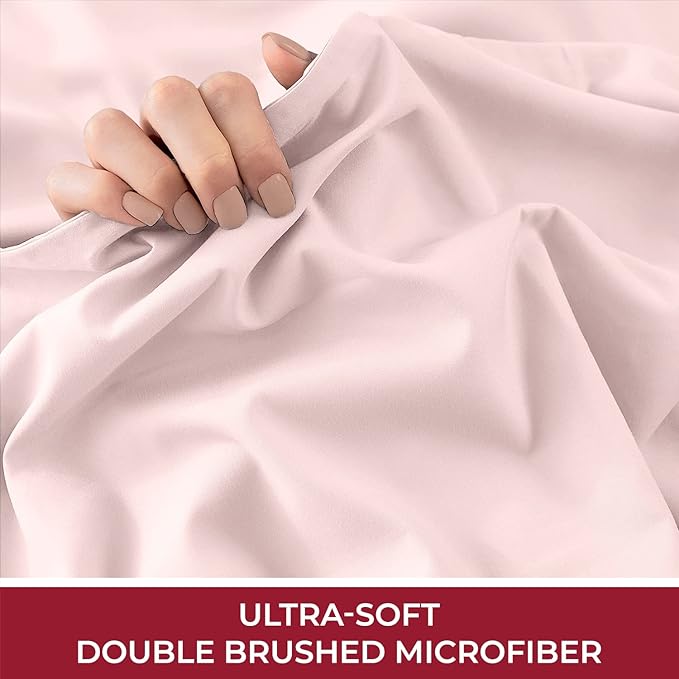 Mellanni Twin Fitted Sheet - Iconic Collection Bedding Sheets with up to 16 inch Deep Pocket - Soft & Cooling - Fade & Stain Resistant - 1 PC (Twin, Blush Pink)
