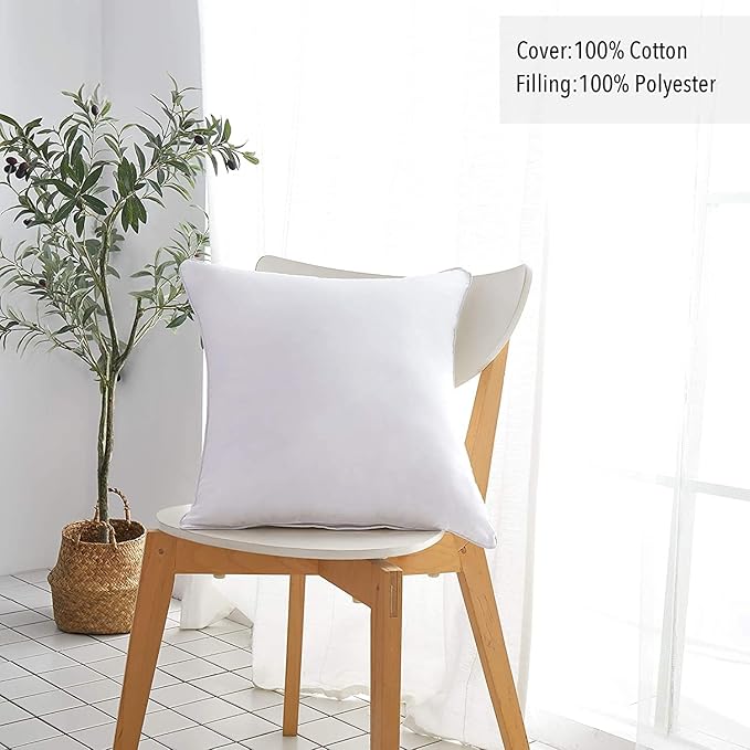 Leeden 14 x 22 Pillow Inserts (Set of 2) - Throw Pillow Inserts with 100% Cotton Cover - Rectangle Interior Sofa Pillow Inserts with Zipper for Sofa, Couch and Home Decor- White