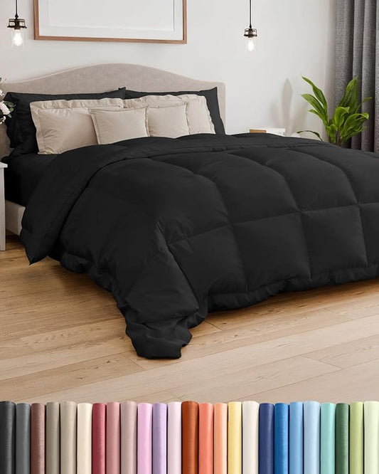 Full Size, Black Alternative Down Comforter - Warm, Lightweight & Breathable Hotel Quality Bedding Set for Men, Women, Kids and Teens - All Season Oversized Cooling Microfiber Duvet Insert Comforter