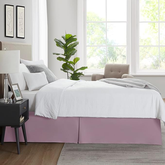 Nestl Dusty Purple Twin XL Bed Skirt - Twin XL Size Bed Skirt 14 Inch Drop - Brushed Microfiber Bed Skirts - Hotel Quality Pleated Bed Skirt - Shrinkage & Fade Resistant