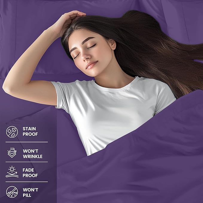 Utopia Bedding Queen Size Sheet Set – 4 Piece Bed Sheets, Soft and Breathable Microfiber, Includes 1 Fitted Sheet, 1 Flat Sheet and 2 Pillowcases – Oeko Tex (Eggplant)