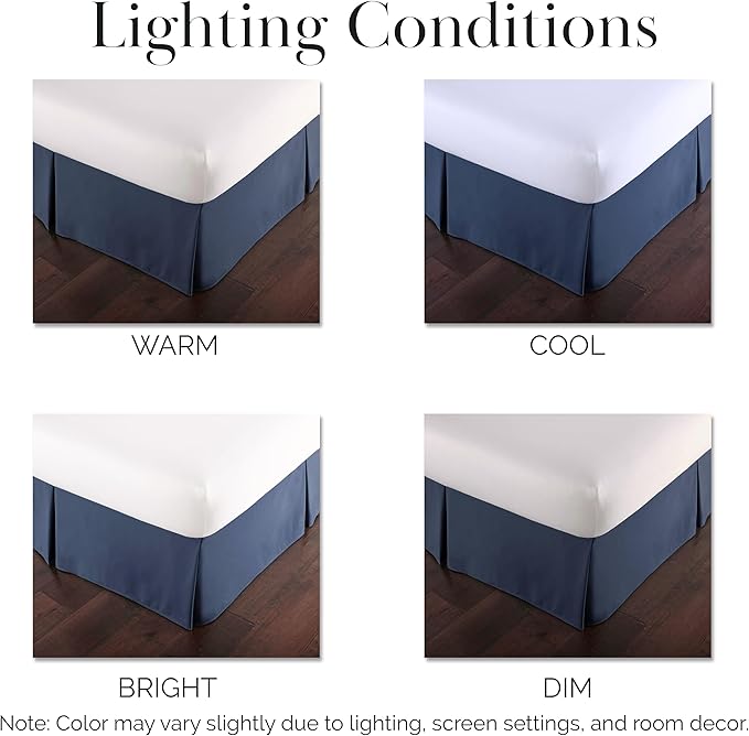 Southshore Fine Living, Inc. Queen Size Bed Skirt, 14-Inch Drop Pleated Bed Skirt for Queen Mattress, Dust Ruffle for Queen Size Bed, Dark Blue