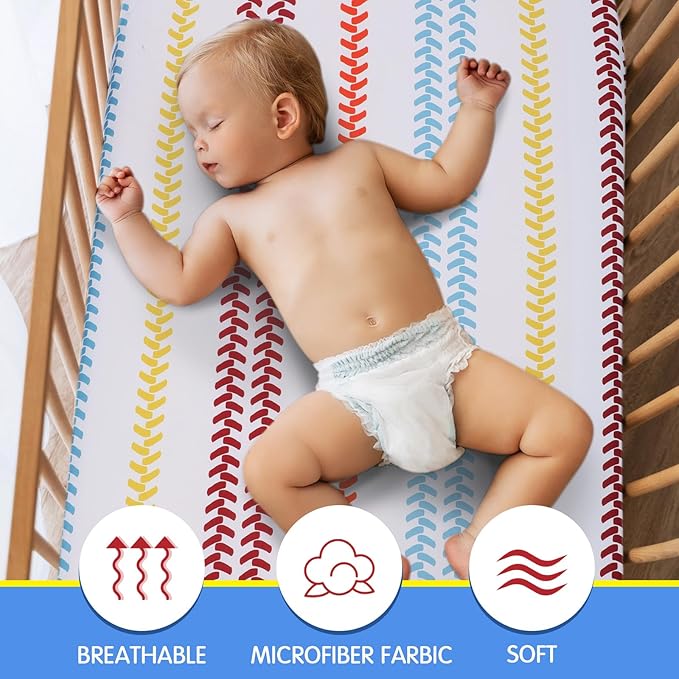 VitalCozy 4 Pcs Construction Truck Crib Sheet Set Baby Sheet Newborn Bedding Nursery Crib Sheets for Girl Boys Baby Gifts for Standard Crib and Toddler Mattresses, 52 x 28 x 8 Inches
