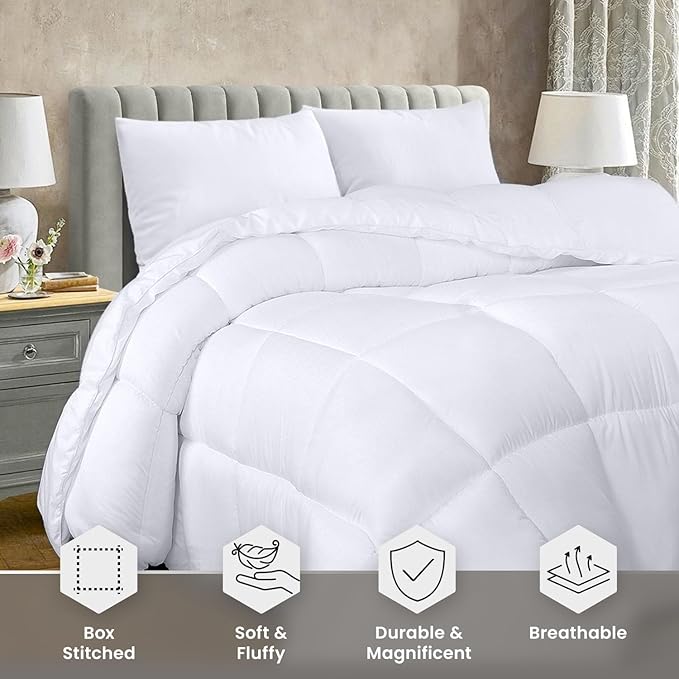 Utopia Bedding Comforter Duvet Insert, Quilted Comforter with Corner Tabs, Box Stitched Down Alternative Comforters Full Size (White, Pack of 2)