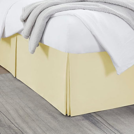 Nestl Vanilla Yellow Full Bed Skirt - Full Size Bed Skirt 14 Inch Drop - Brushed Microfiber Bed Skirts - Hotel Quality Pleated Bed Skirt - Shrinkage & Fade Resistant