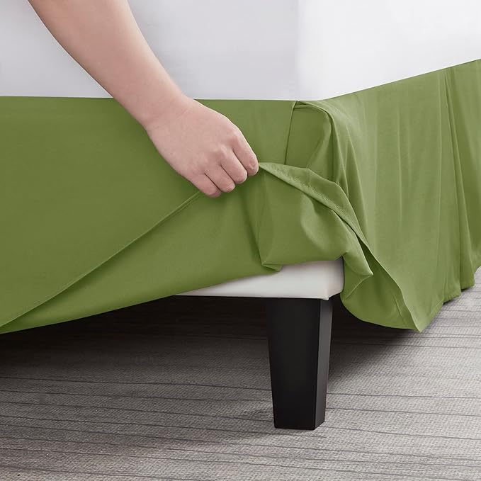 Nestl Calla Green Twin XL Bed Skirt - Twin XL Size Bed Skirt 14 Inch Drop - Brushed Microfiber Bed Skirts - Hotel Quality Pleated Bed Skirt - Shrinkage & Fade Resistant