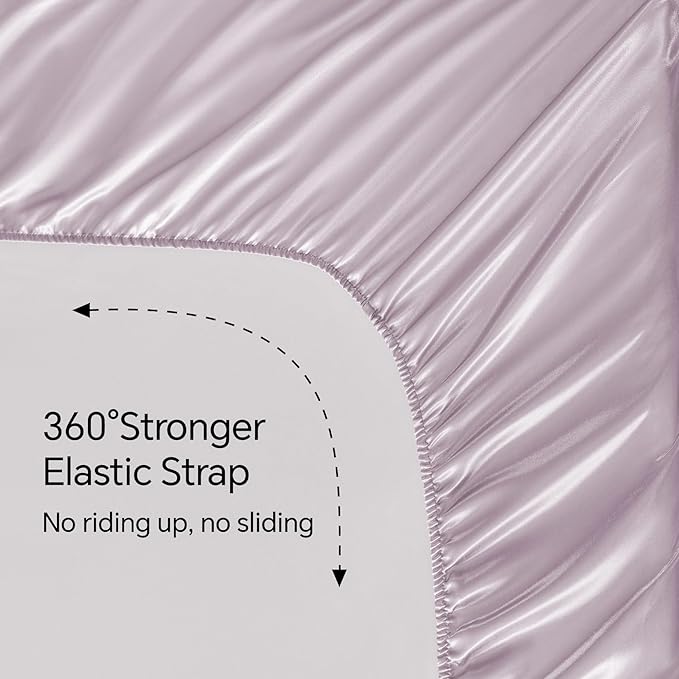 BEDELITE Satin Sheets Twin Size Bed Set, Luxury Soft Lavender Silky Sheets for Hair and Skin, Similar to Silk Bed Sheets Set 3 Pieces with 1 Deep Pocket Fitted Sheet, 1 Flat Sheet, and 1 Pillowcase