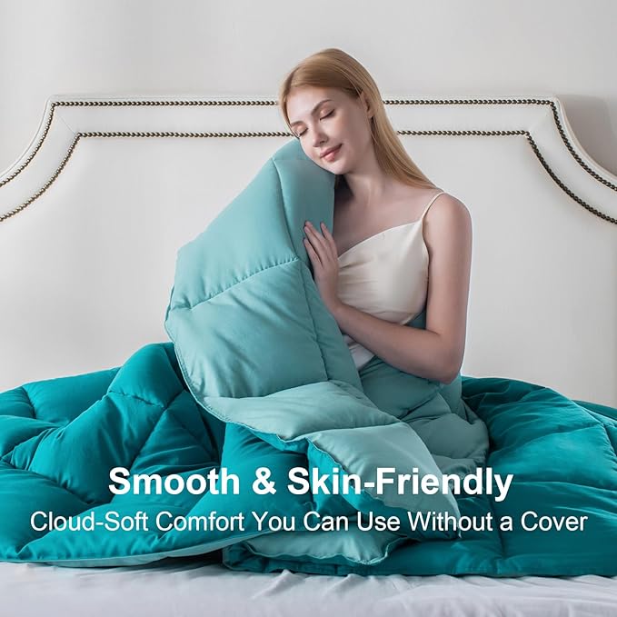KASENTEX California King Comforter Set – Reversible Dual Color – Goose Down Alternative – Ultra-Soft, Lightweight, Machine Washable, Maintain Fluffiness, All Season Warmth (Blue/Teal)
