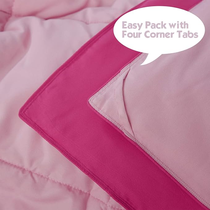 HIG 3pc Pink Queen Size Comforter Set - All Season Reversible Down Alternative Bedding Comforter Set - Quilted Duvet Insert with Corner Tabs - Box Stitched Blanket - Breathable, Soft, Fluffy