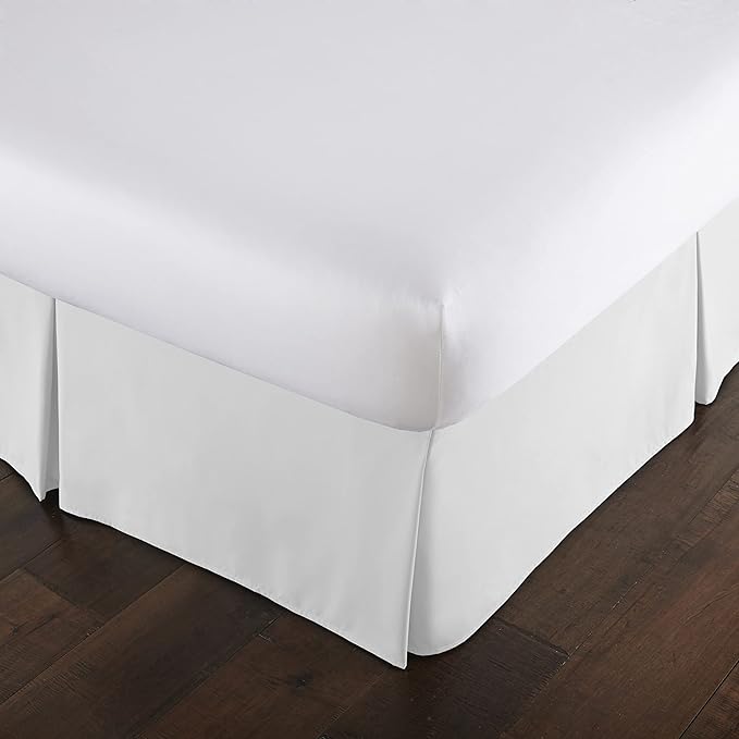 Southshore Fine Living, Inc. Full Size Bed Skirt, 14-Inch Drop Pleated Bed Skirt for Full Mattress, Dust Ruffle for Full Size Bed, Bright White