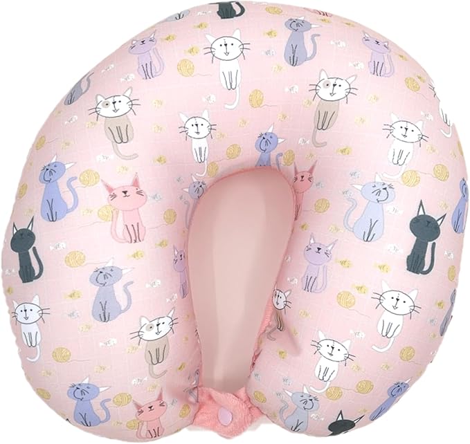 Bookishbunny U Shaped Micro Beads Microbead Neck Head Support Travel Pillow, 12"x12"x4" (Cat)