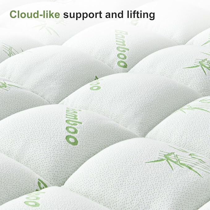 California King Size Mattress Topper Viscose Derived from Bamboo, Soft Thick Pillow Top Mattress Pad for Back Pain, Cooling Mattress Protector with 8-21 Inch Deep Pocket, White
