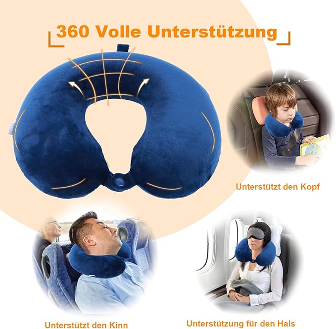 Travel Pillow,100% Pure Memory Foam U Shaped Neck Pillow,Super Lightweight Portable Headrest Great for Airplane, Car,Home,Office,Sleeping Rest (Blue)